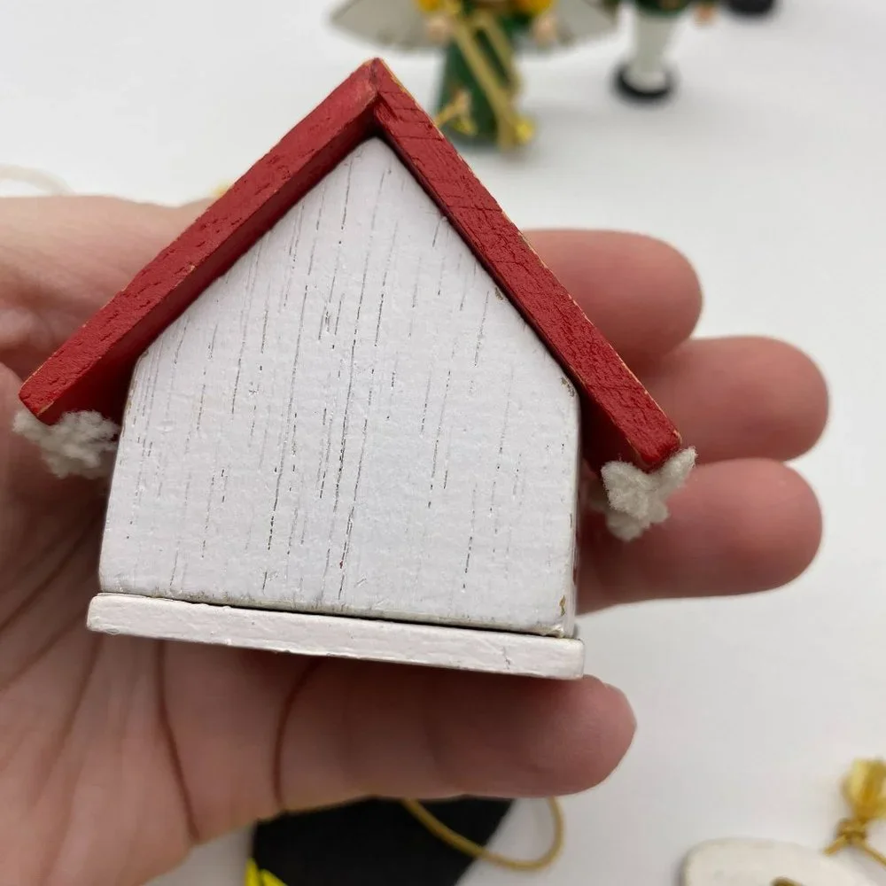 Vintage small wooden Christmas ornaments Angels Santa Nutcrackers‎